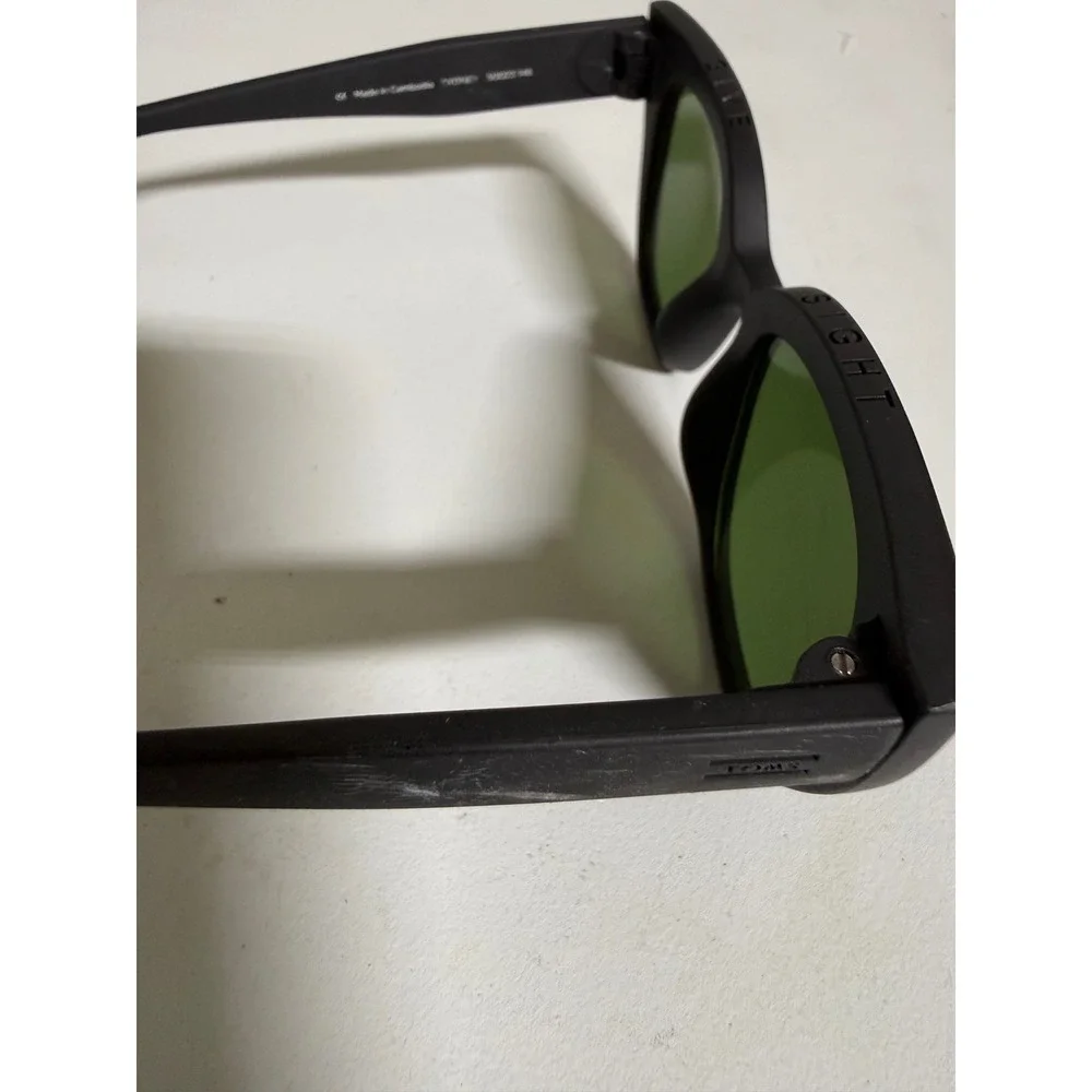 TOMS Sydney Matte Black Cat Eye Sunglasses Green Lens 50-23-148
